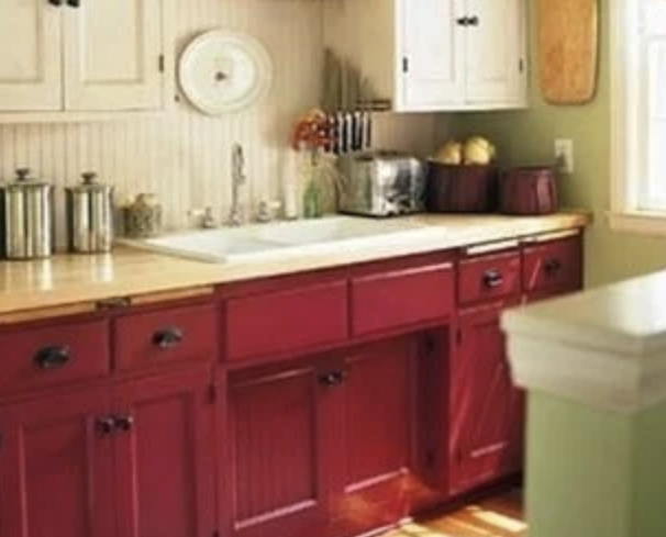 red cabinets